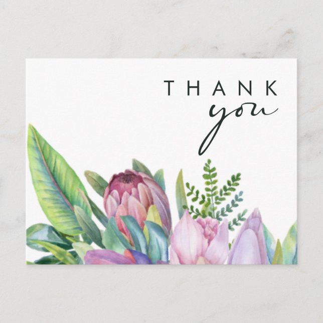 Colorful Tropical Floral | Wedding Thank You Postcard (Front)