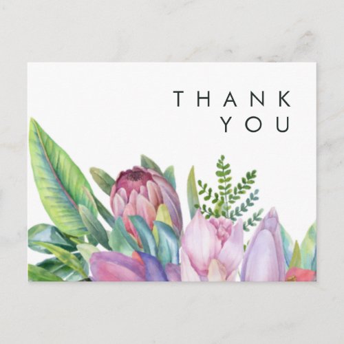 Colorful Tropical Floral  Wedding Thank You Postcard