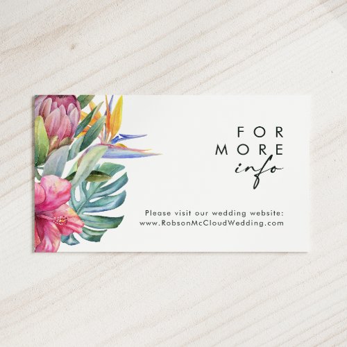 Colorful Tropical Floral  Wedding Website Enclosure Card