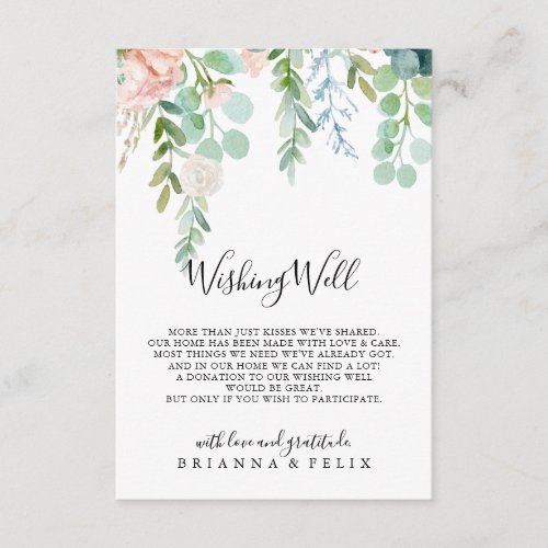 Colorful Tropical Floral Wedding Wishing Well Enclosure Card