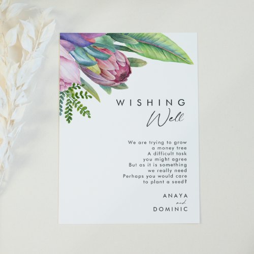 Colorful Tropical Floral  Wedding Wishing Well Enclosure Card