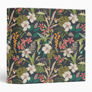 Colorful Tropical Flower Pattern 3 Ring Binder