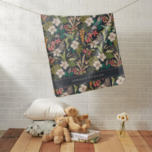 Colorful Tropical Flower Pattern Baby Blanket