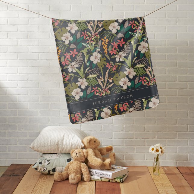 Colorful Tropical Flower Pattern Baby Blanket (In Situ)