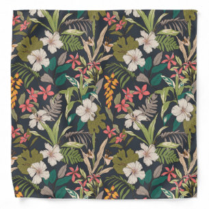 Colorful Tropical Flower Pattern Bandana