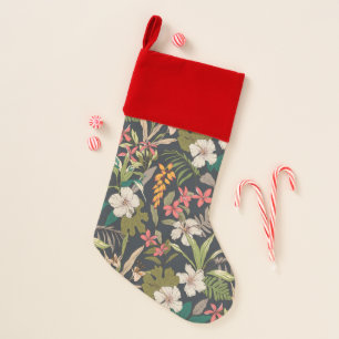 Colorful Tropical Flower Pattern Christmas Stocking