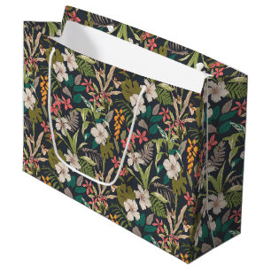 Colorful Tropical Flower Pattern Large Gift Bag