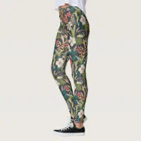 Colorful Tropical Flowers Seamless Pattern Leggings