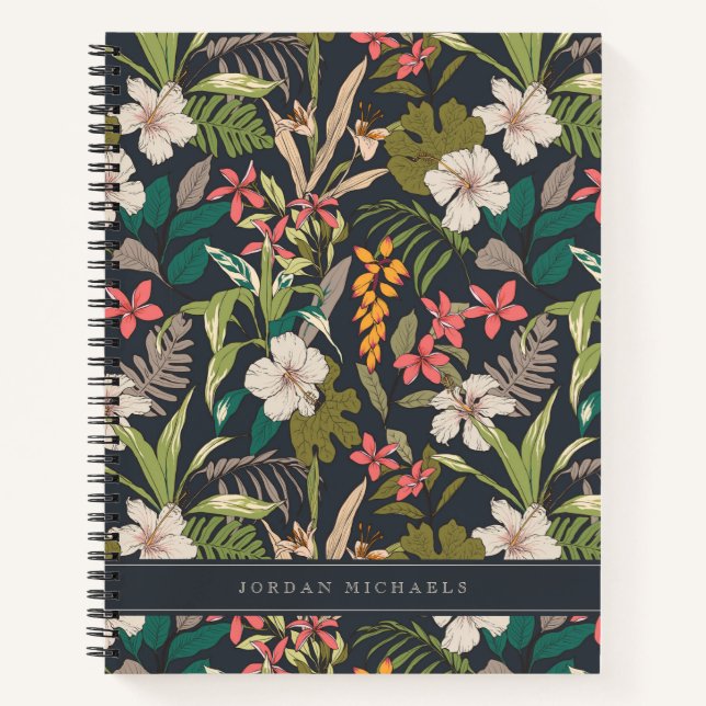 Colorful Tropical Flower Pattern Notebook (Front)