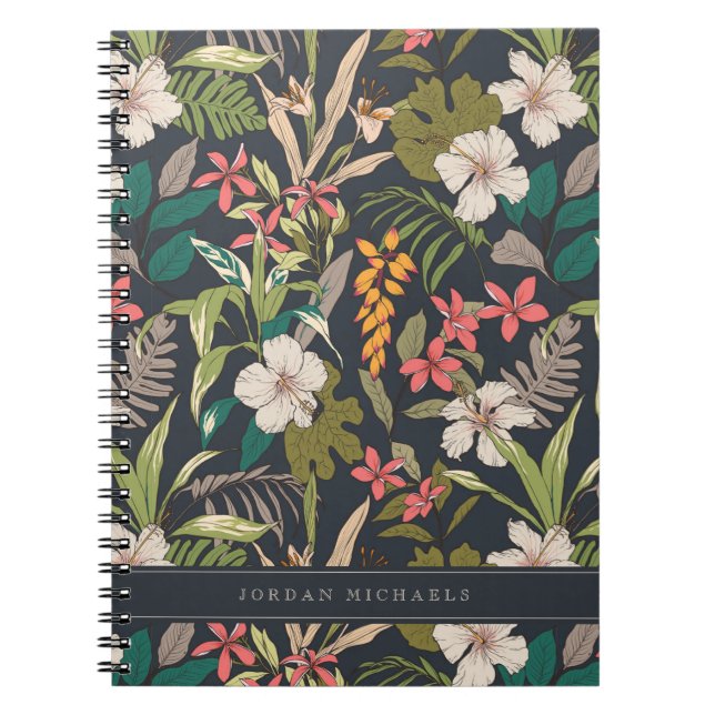 Colorful Tropical Flower Pattern Notebook (Front)