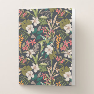 Colorful Tropical Flower Pattern Pocket Folder