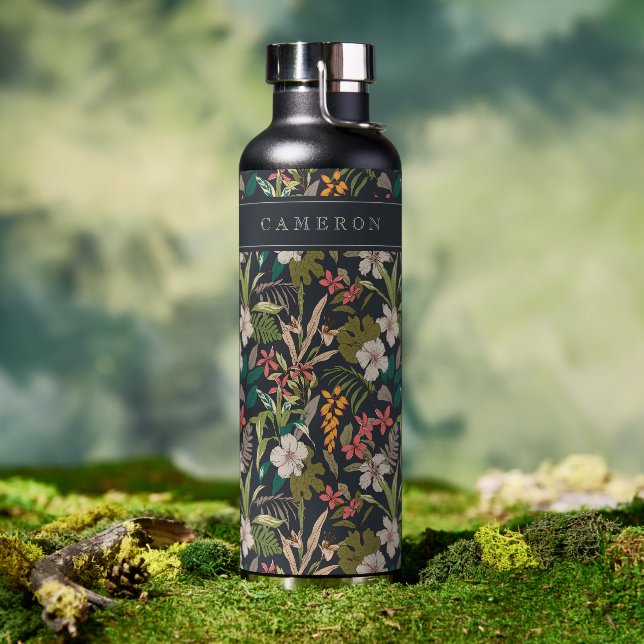 Colorful Tropical Flower Pattern Water Bottle (Outdoor)