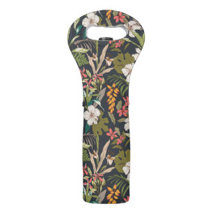 Colorful Tropical Flower Pattern Wine Bag