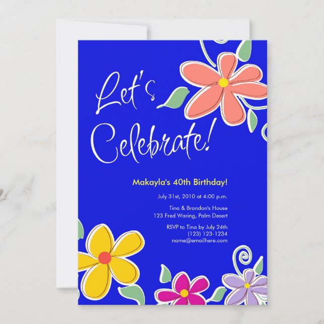 Colorful Tropical Flowers 5x7 Invitations (Front)