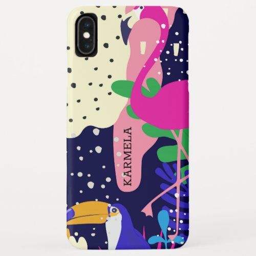 Colorful tropical flowers  birds collage iPhone XS max case