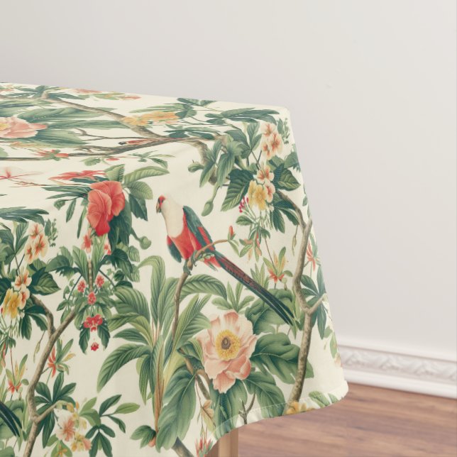 Colorful Tropical Flowers Birds Tablecloth (In Situ)
