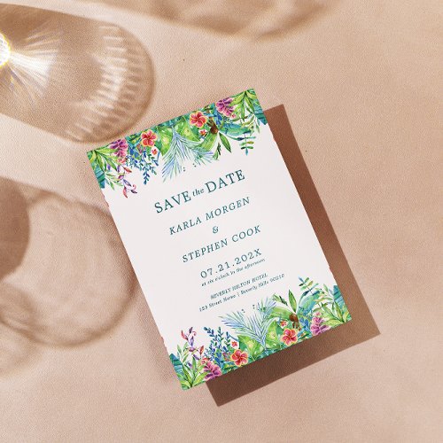 Colorful Tropical Flowers Border Invitation