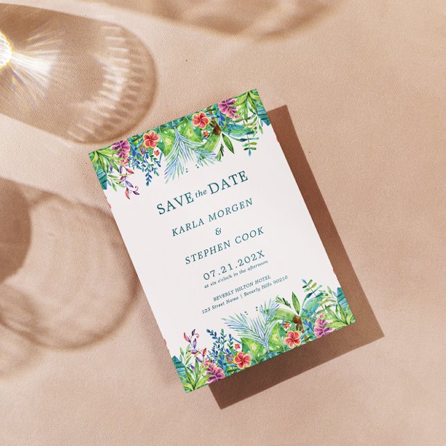Colorful Tropical Flowers Border Invitation (Creator Uploaded)