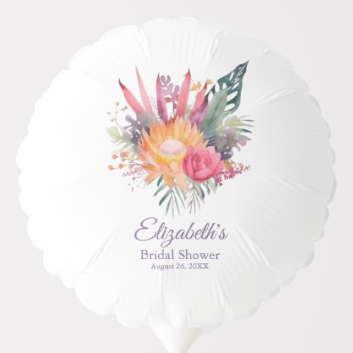 Colorful Tropical Flowers Bridal Shower Balloon