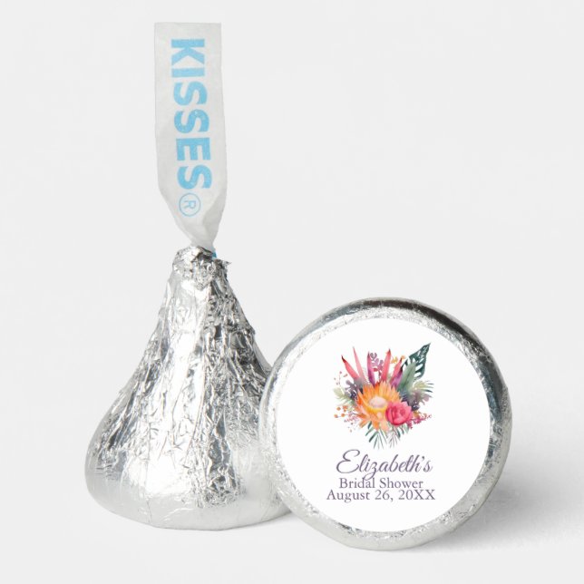 Colorful Tropical Flowers Bridal Shower Hershey®'s Kisses® (Front)