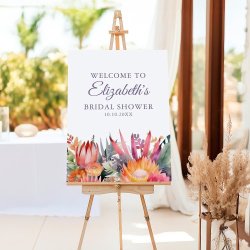 Colorful Tropical Flowers Bridal Shower Welcome Foam Board