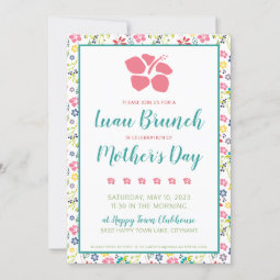 Colorful Tropical Flowers Brunch Luau Mothers Day Invitation | Zazzle