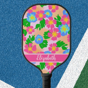 Colorful tropical flowers custom pickleball paddle