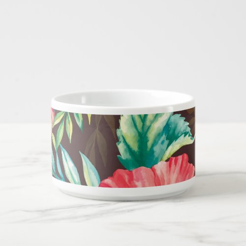 Colorful Tropical Flowers Dark Background Bowl