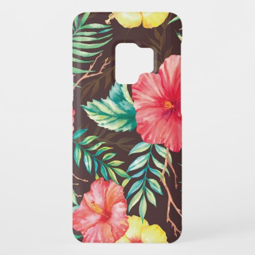 Colorful Tropical Flowers Dark Background Case_Mate Samsung Galaxy S9 Case