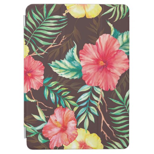Colorful Tropical Flowers Dark Background iPad Air Cover