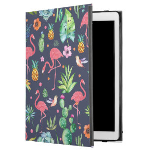 Colorful Tropical Flowers & Flamingos Flowers iPad Pro 12.9" Case
