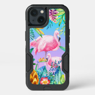 Colorful Tropical Flowers & Flamingos GR2 iPhone 13 Case