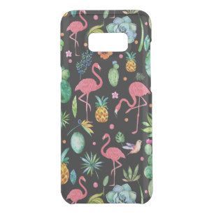 Colorful Tropical Flowers & Flamingos Pattern Uncommon Samsung Galaxy S8+ Case