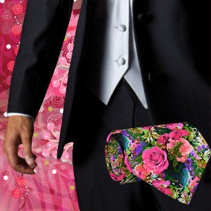 Colorful Tropical Flowers Floral Artistic Neck Tie