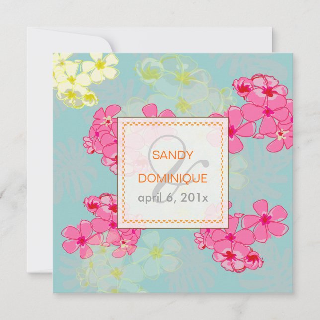 Colorful tropical flowers/foliage Invitaitons Invitation (Front)