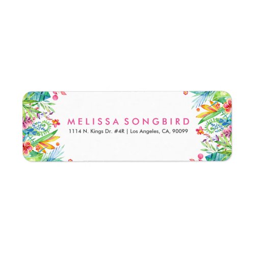 Colorful Tropical Flowers Frame Label