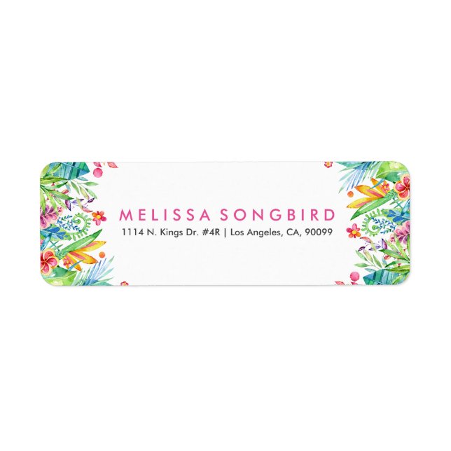 Colorful Tropical Flowers Frame Label (Front)