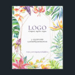 Colorful tropical flowers Geometric gold frame Flyer<br><div class="desc">Beautiful colorful watercolors tropical flowers and leafs with gold tones crossed lines geometric frame.</div>