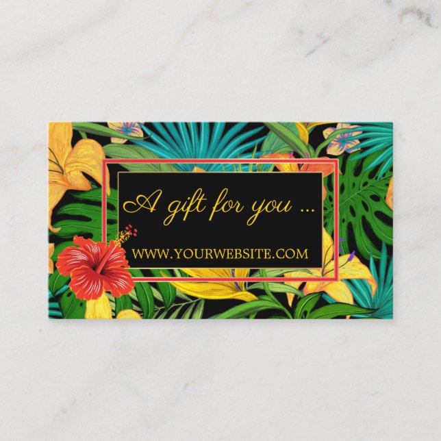 Colorful Tropical Flowers Gold Gift Certificate (Front)