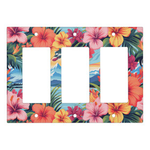 Colorful Tropical Flowers & Landscape Light Switch Cover
