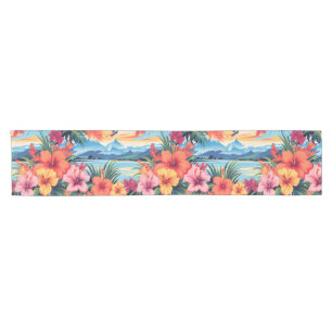 Colorful Tropical Flowers & Landscape Short Table Runner