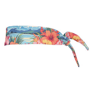 Colorful Tropical Flowers & Landscape Tie Headband