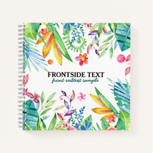 Colorful Tropical Flowers & Leafs Design Binder Notebook