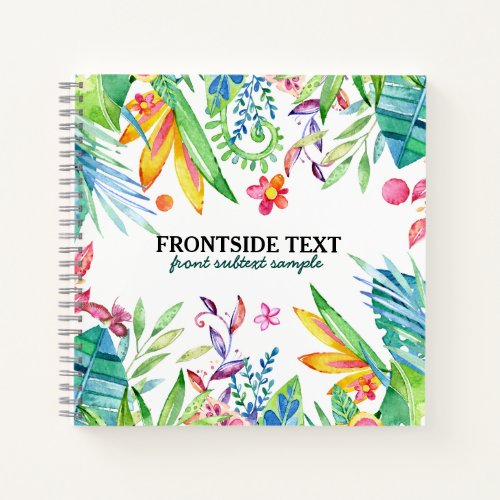 Colorful Tropical Flowers  Leafs Design Binder Notebook