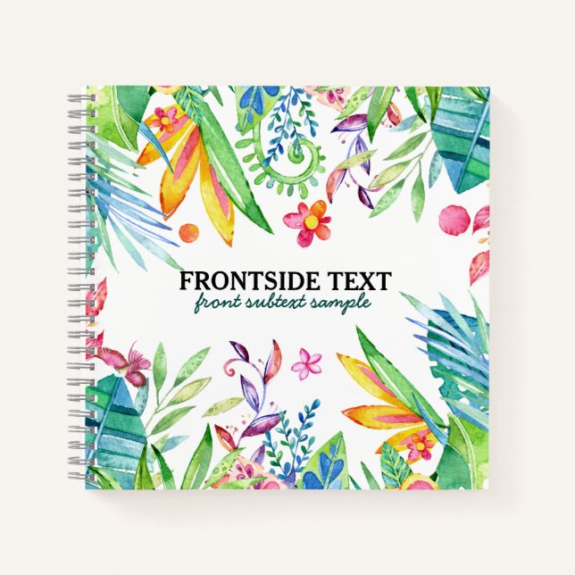 Colorful Tropical Flowers & Leafs Design Binder Notebook (Front)