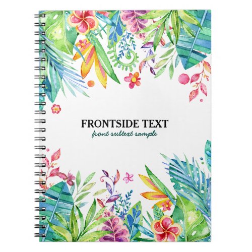 Colorful Tropical Flowers  Leafs Design Notebook