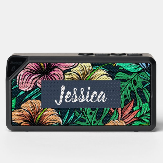 Colorful Tropical Flowers Modern Personalised Bluetooth Speaker (Front)