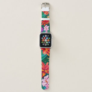 Colorful Tropical Flowers Pattern Apple Watch Band