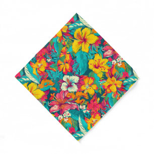 Colorful Tropical Flowers Pattern Bandana