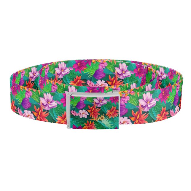 Colorful Tropical Flowers Pattern  Belt (Coil)